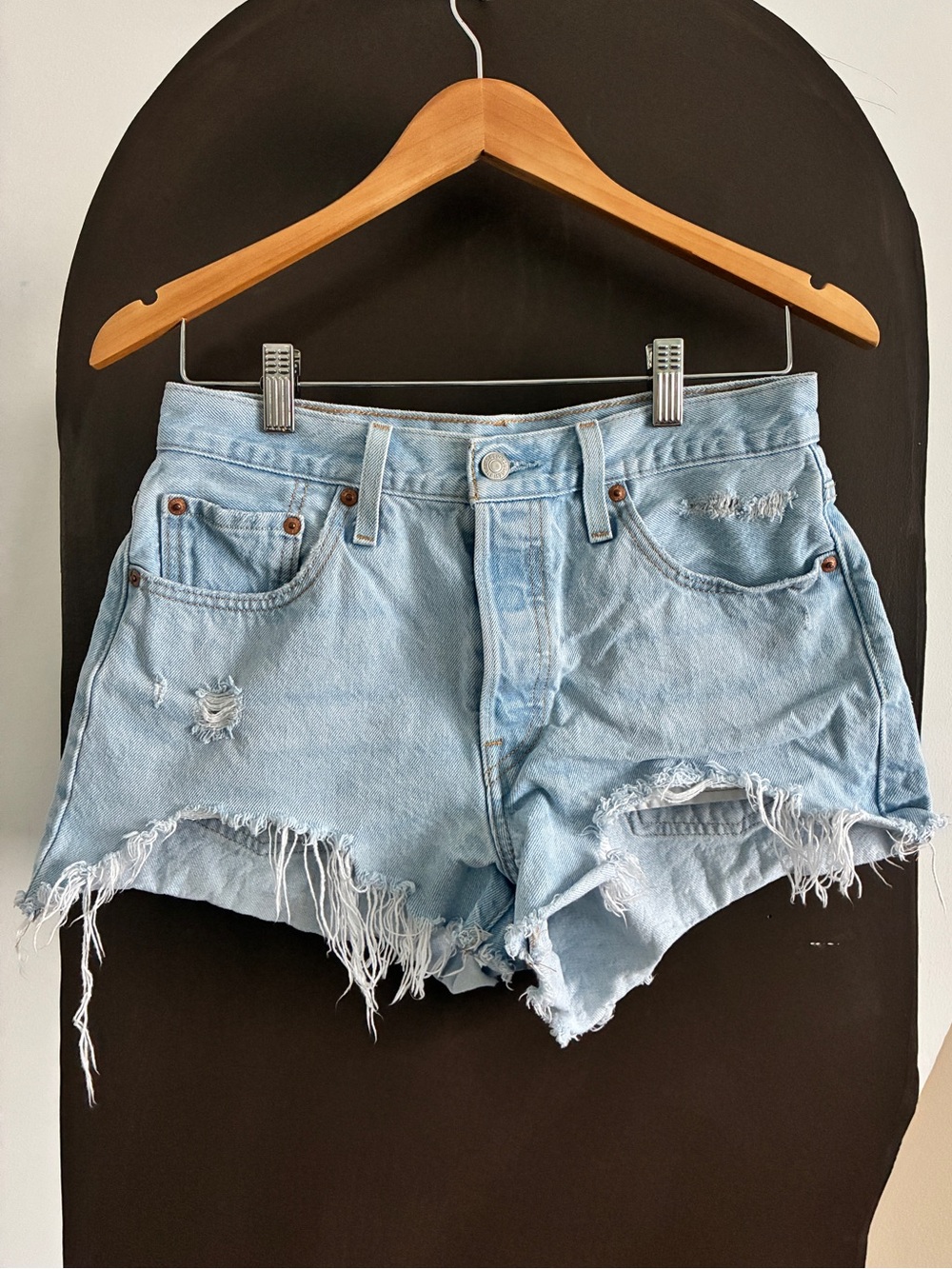 Levi’s 501 Distressed Cutoff Denim Shorts W28 Light Wash High Rise